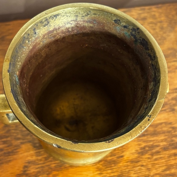 Antique 19th century solid brass double handled apothecary mortar - Picture 2 of 7